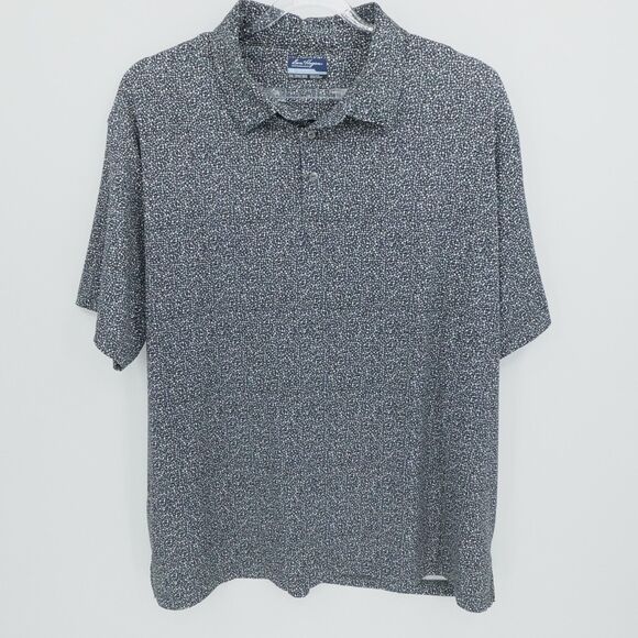 Ben Hogan Shirt Mens 2XL Gray Geometric Golf Polo Stretch Preppy Casual - Picture 1 of 12